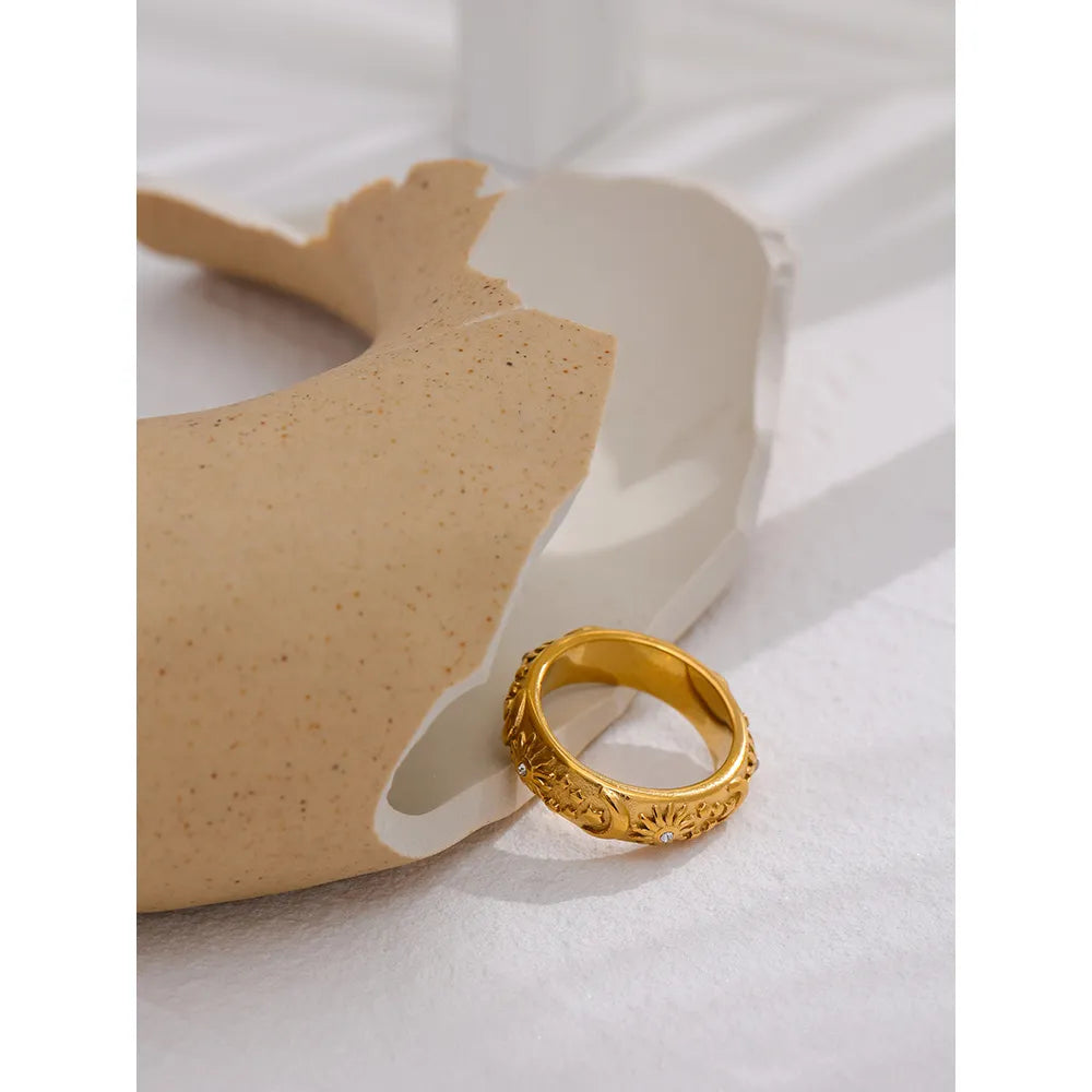 Golden Sun & Moon Ring