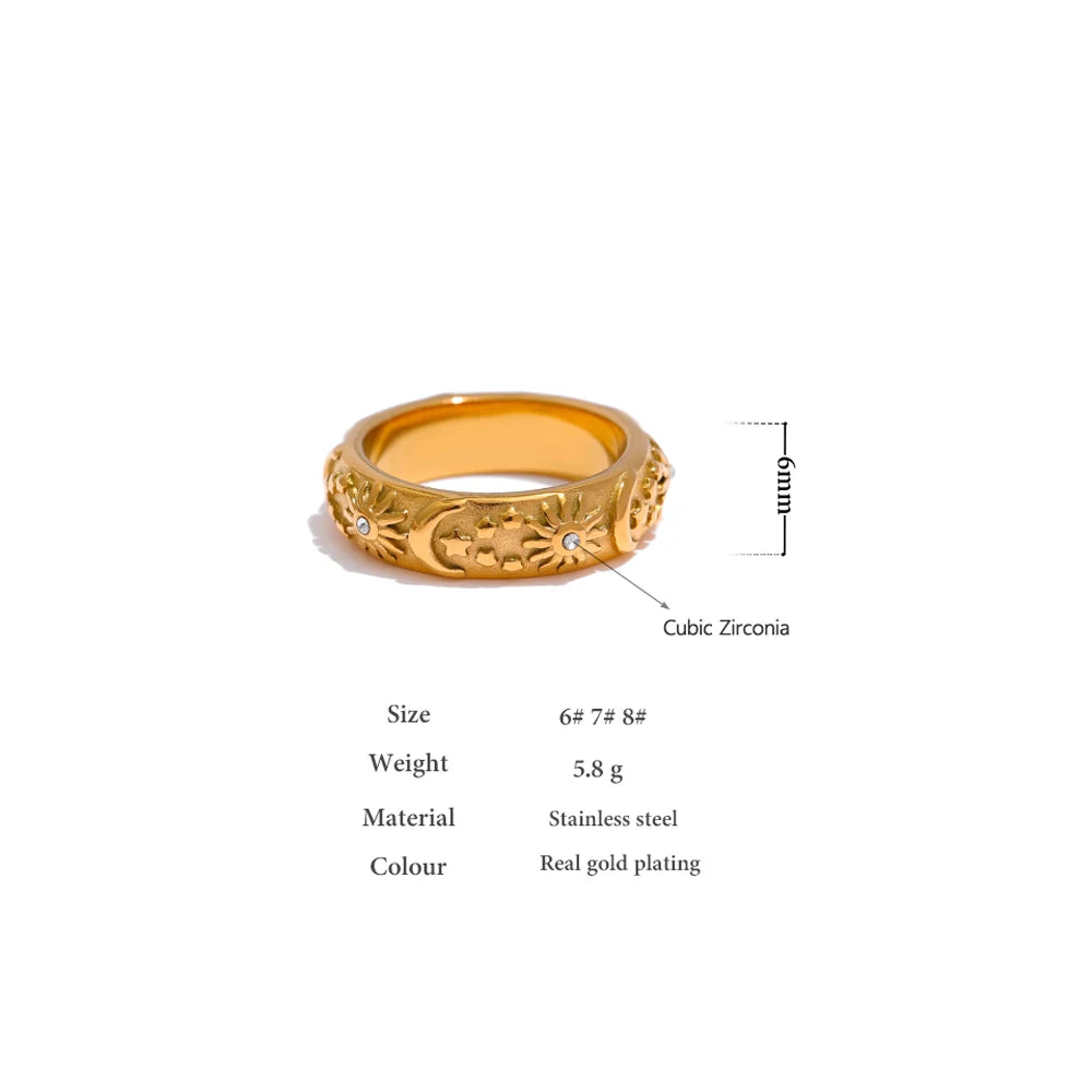 Golden Sun & Moon Ring